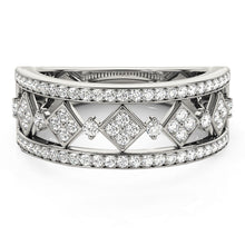 Load image into Gallery viewer, Diamond Studded Square Motif Ring in 14k White Gold (1/2 cttw)
