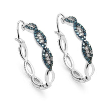 Load image into Gallery viewer, 0.52 Carat Genuine Blue Diamond &amp; White Diamond .925 Sterling Silver Earrings
