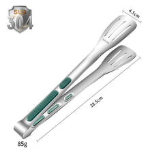 Load image into Gallery viewer, 7/9/12inch 304 Stainless Steel Food Clip BBQ Grill Steak Food Clip Silicone Non-slip Handle BBQ Tong Party BBQ Accessories Stainless Steel Metal Food Tongs Multi-functional Cooking Tongs for Food Grill BBQ
