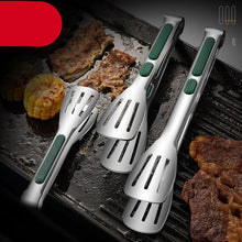 Load image into Gallery viewer, 7/9/12inch 304 Stainless Steel Food Clip BBQ Grill Steak Food Clip Silicone Non-slip Handle BBQ Tong Party BBQ Accessories Stainless Steel Metal Food Tongs Multi-functional Cooking Tongs for Food Grill BBQ

