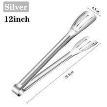 Load image into Gallery viewer, 7/9/12inch 304 Stainless Steel Kitchen Tongs BBQ Clamp Grill Cooking Clamp Silicone Food Tong Kitchen Accessories Food Tong BBQ Grill Steak BBQ Clip Cooking Tools Stainless Steel Convenient Non-Stick Barbecue Tong
