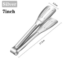 Load image into Gallery viewer, 7/9/12inch 304 Stainless Steel Kitchen Tongs BBQ Clamp Grill Cooking Clamp Silicone Food Tong Kitchen Accessories Food Tong BBQ Grill Steak BBQ Clip Cooking Tools Stainless Steel Convenient Non-Stick Barbecue Tong
