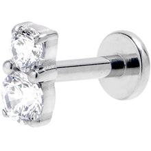 Load image into Gallery viewer, 16G 1/4 Clear Gem G23 Titanium Threadless Push In Labret Tragus
