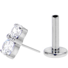 Load image into Gallery viewer, 16G 1/4 Clear Gem G23 Titanium Threadless Push In Labret Tragus
