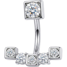 Load image into Gallery viewer, Clear CZ Gem Blocky Arch Double Mount Belly Ring
