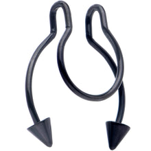 Load image into Gallery viewer, Black Horseshoe Cone Barbell Fake Nose Ring Nipple and Clip on Earring
