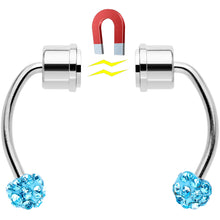 Load image into Gallery viewer, Blue Gem Magnetic Septum Ring Horseshoe Non-Pierced Fake Nose Ring Set
