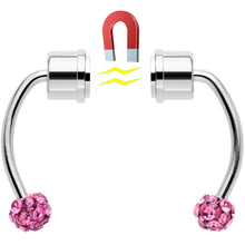 Load image into Gallery viewer, Pink Gem Magnetic Septum Ring Horseshoe Non-Pierced Fake Nose Ring Set
