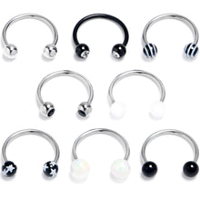 Load image into Gallery viewer, 16G 3/8 Pattern Black White Horseshoe Circular Barbell Set of 8
