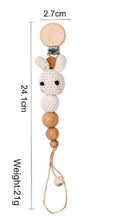 Load image into Gallery viewer, Modern Handmade Pacifier Chain Baby Teething Chains Crochet Rabbit Panda Beads Wooden Clips Wood Tiny Rod  For Kids
