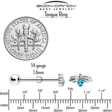 Load image into Gallery viewer, Blue Gem Little Cutie Bee Barbell Tongue Ring
