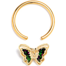 Load image into Gallery viewer, 16G 3/8 Vitrail Gem Gold Tone Classic Butterfly BCR Captive Ring
