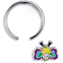 Load image into Gallery viewer, 16G 3/8 Clear CZ Gem Butterfly Love Bug Heart BCR Captive Ring
