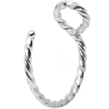 Load image into Gallery viewer, Silver Tone Twisted Stainless Steel Clip on Hoop Fake Nose Ring
