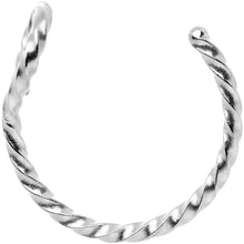 Load image into Gallery viewer, Silver Tone Twisted Stainless Steel Clip on Hoop Fake Nose Ring
