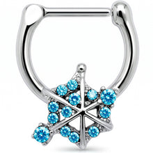 Load image into Gallery viewer, 16G 5/16 Blue Gem Spiderweb Goth Cartilage Clicker
