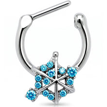 Load image into Gallery viewer, 16G 5/16 Blue Gem Spiderweb Goth Cartilage Clicker

