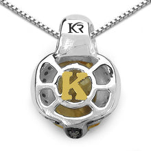 Load image into Gallery viewer, 2.91 Carat Genuine Citrine, Champagne Diamond &amp; White Diamond .925 Sterling Silver Pendant
