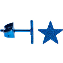 Load image into Gallery viewer, 4mm-8mm Stars Stud Blue 316L Stainless Steel Earrings 6 Pack
