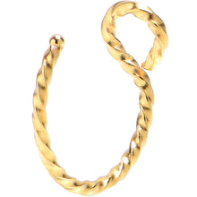 Load image into Gallery viewer, Gold Tone Twisted Stainless Steel Clip on Hoop Fake Nose Ring
