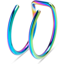 Load image into Gallery viewer, Rainbow Stainless Steel Clip on Double Hoop Fake Cartilage Earring Ear Cuff
