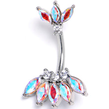 Load image into Gallery viewer, Clear Aurora Gem Fashion Fan Double Mount Belly Ring
