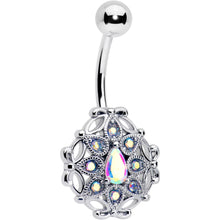 Load image into Gallery viewer, Aurora Gem Retro Sunburst Belly Ring
