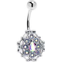 Load image into Gallery viewer, Aurora Gem Retro Sunburst Belly Ring
