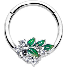 Load image into Gallery viewer, 16G 3/8 Clear CZ Gem Morning Leaves Hinged Segment Ring
