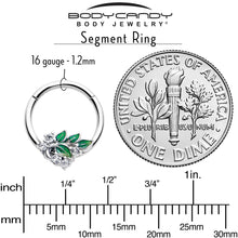 Load image into Gallery viewer, 16G 3/8 Clear CZ Gem Morning Leaves Hinged Segment Ring
