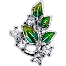 Load image into Gallery viewer, 20G 7mm Clear CZ Gem Morning Leaves L Shape Nose Ring
