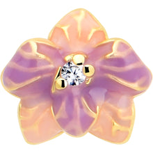 Load image into Gallery viewer, 20G 7mm Clear Gem Gold Tone Pastel Flower L Shape Nose Ring
