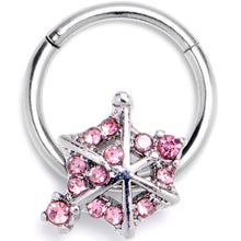 Load image into Gallery viewer, 16G 3/8 Pink Gem Spiderweb Goth Hinged Segment Ring
