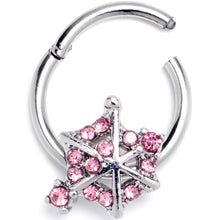 Load image into Gallery viewer, 16G 3/8 Pink Gem Spiderweb Goth Hinged Segment Ring

