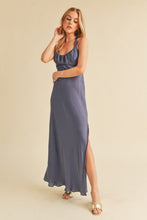 Load image into Gallery viewer, Ruched Side Slit Cutout Back Maxi Cami Dress –Elegant, Sophisticated &amp; Alluring with Side Slit, Ruched Detailing &amp; Daring Cutout Back Design for Special Occasions
