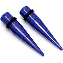 Load image into Gallery viewer, Blue Shimmer Acrylic Straight Taper Set 6mm to 20mm Sizes
