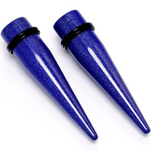Load image into Gallery viewer, Blue Shimmer Acrylic Straight Taper Set 6mm to 20mm Sizes
