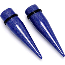 Load image into Gallery viewer, Blue Shimmer Acrylic Straight Taper Set 6mm to 20mm Sizes

