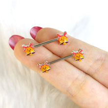 Load image into Gallery viewer, 14G 9/16 Holiday Bell Bling Barbell Nipple Ring Set
