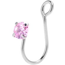 Load image into Gallery viewer, Pink CZ Gem Simple Glamour Clip On Nose Ring
