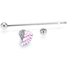 Load image into Gallery viewer, 14G Pink Heavenly Heart Angel Wings Industrial Barbell 38mm
