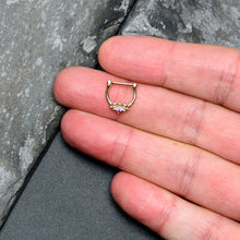 Load image into Gallery viewer, 16G 5/16 Purple Gem Gold Tone Beauty Bug Cartilage Clicker
