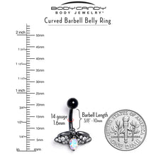 Load image into Gallery viewer, Aurora Clear Gem Black Gothic Butterfly Belly Ring
