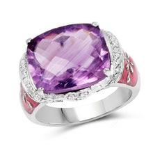 Load image into Gallery viewer, 8.86 Carat Genuine Amethyst &amp; White Topaz .925 Sterling Silver Ring
