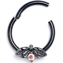 Load image into Gallery viewer, 16G 3/8 Aurora Gem Black Beauty Bug Hinged Segment Ring
