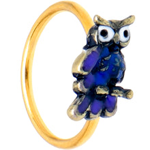 Load image into Gallery viewer, 20G 5/16 Gold Tone Regal Owl Blue Nose Hoop
