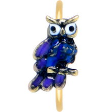 Load image into Gallery viewer, 20G 5/16 Gold Tone Regal Owl Blue Nose Hoop
