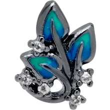 Load image into Gallery viewer, 16G 1/4 Clear CZ Gem Black Lush Leaves Cartilage Tragus Earring
