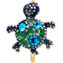 Load image into Gallery viewer, 20G 5/16 Blue Gem Gold Tone Sweet Sea Turtle Nose Hoop
