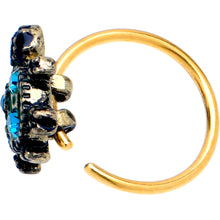Load image into Gallery viewer, 20G 5/16 Blue Gem Gold Tone Sweet Sea Turtle Nose Hoop
